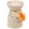 KOMINEK CERAMICZNY na olejki zapachy woski KREMOWY z KWIATEM BŁĘKITNYM